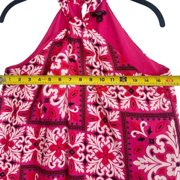 Ann Taylor Pink Tiled Paisley Halter Neck A-Line Midi Dress Size Petite Small - Picture 8 of 10